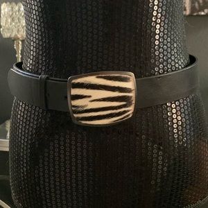 Old Navy Zebra Print Buckle Leather Belt